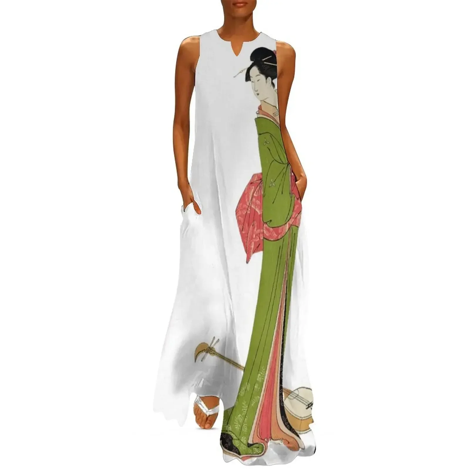 

Ukiyoe Woman in Green and Pink Long Dress dress for woman Women's clothing wedding dresses for woman dress party night