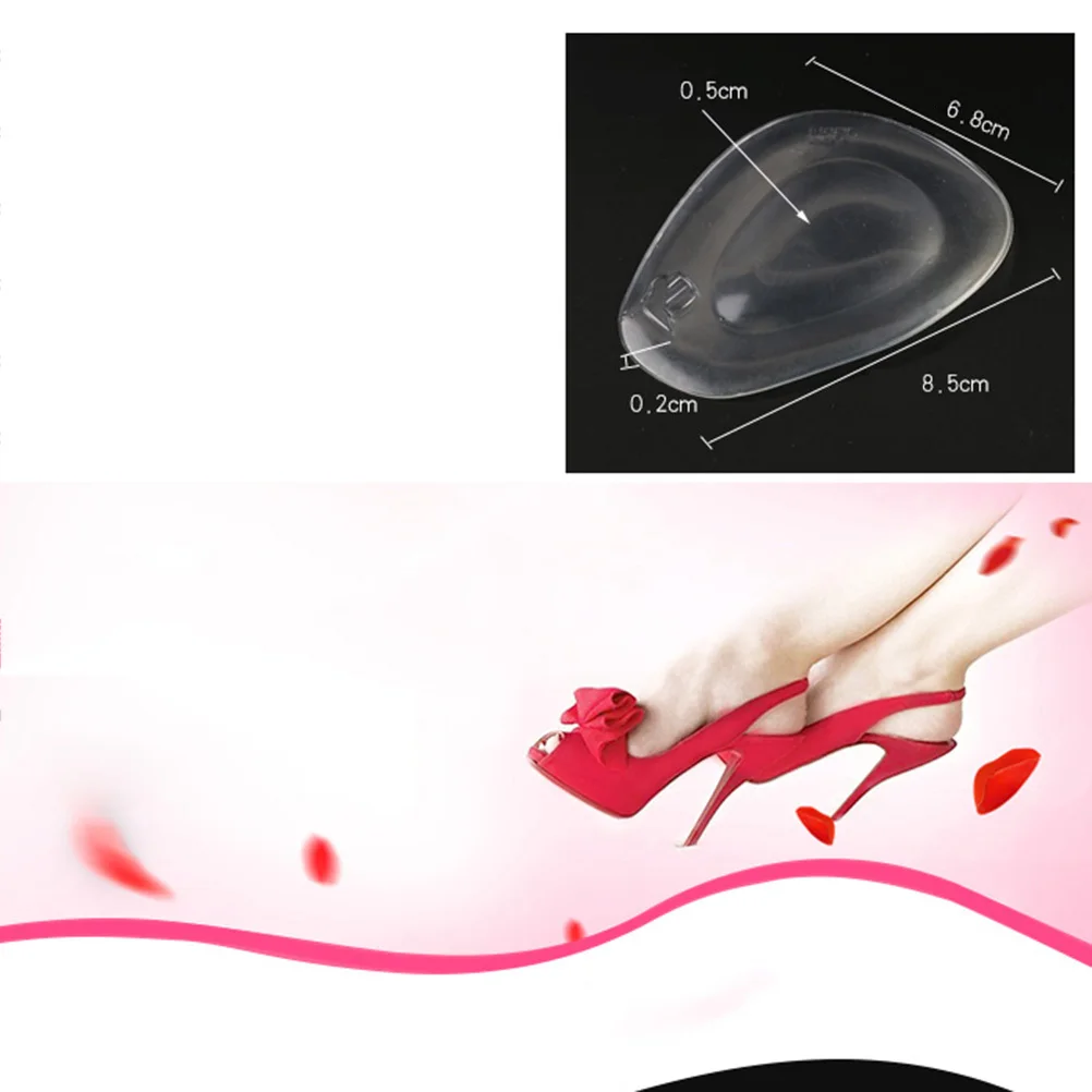 แผ่นเจลกันลื่นสำหรับหน้าเท้า 1 คู่ แบบใส ยืดหยุ่นสูง บรรเทาอาการปวดเท้าจากการใส่รองเท้าส้นสูง แผ่นรองนิ้วเท้า