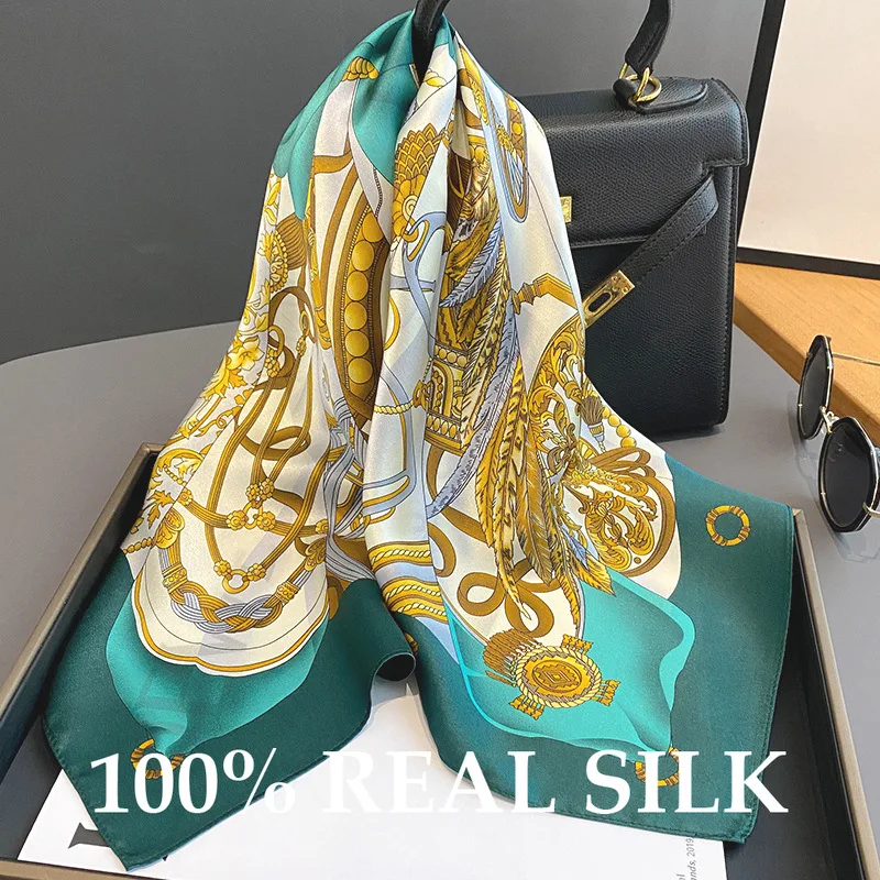 

2026 New 100% Real Silk Hair Scarf Fashion Lady Neck Foulard Female Bandana Summer Scarves for Women Hair Band Hijab Shawl Wrap