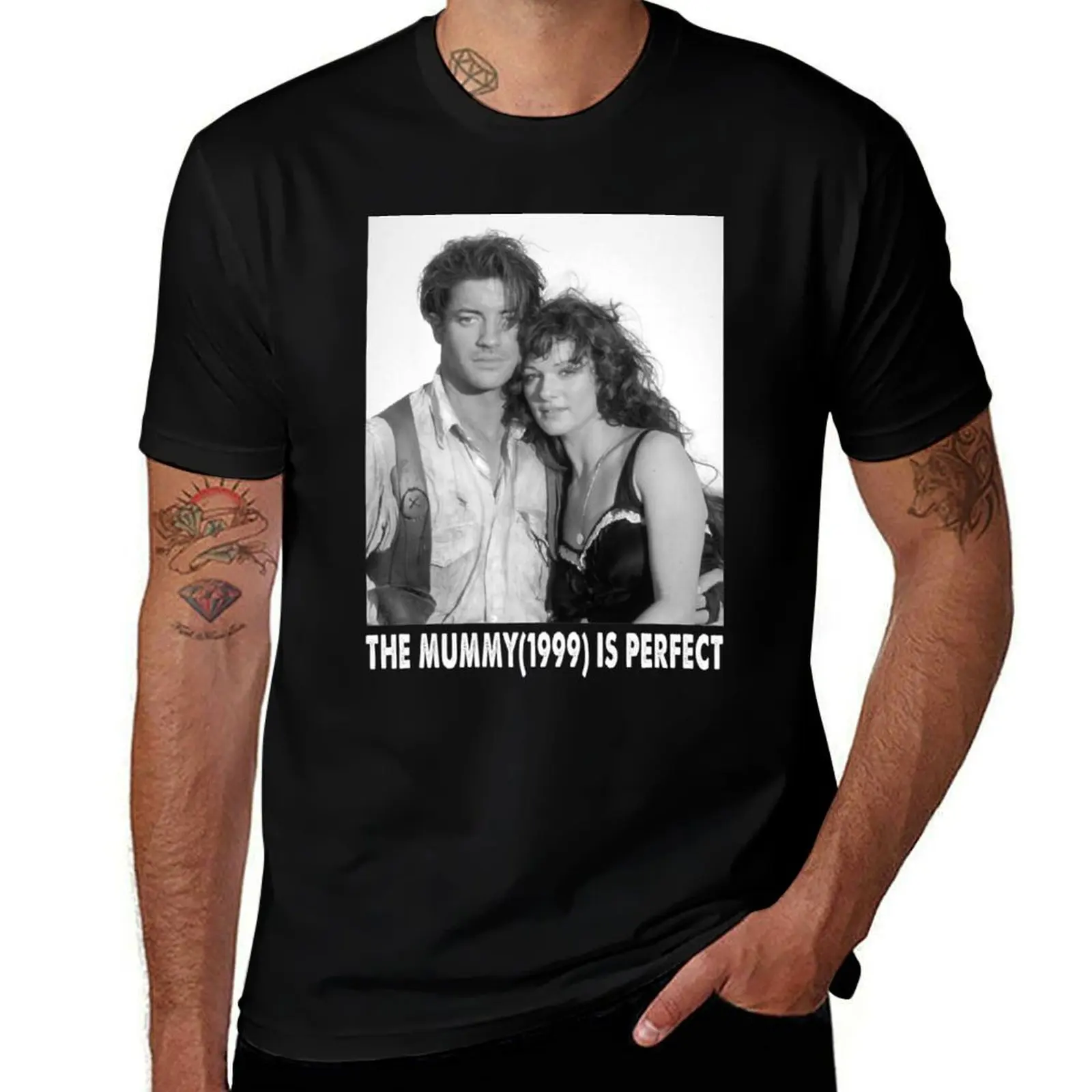 The Mummy image Rick and Evelyn black and white T-Shirt Quick Dry Training Short Sleeve Tee T-Shirt
