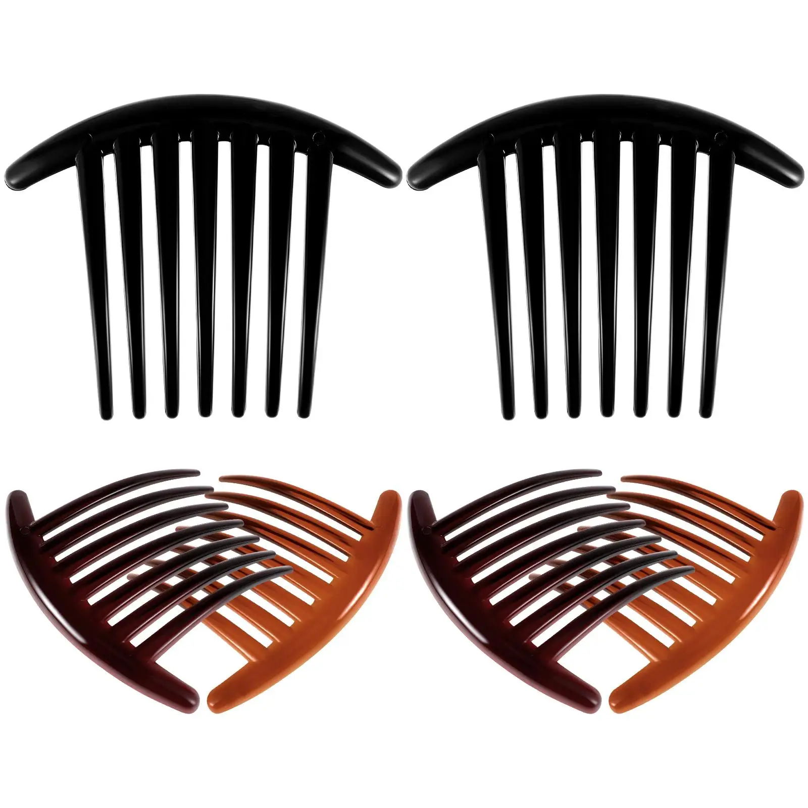 6 Pcs Seven Tooth Comb Lightweight Plastic Side Combs Smooth Edges No Damage Fix Curly Wavy Straight Frizzy