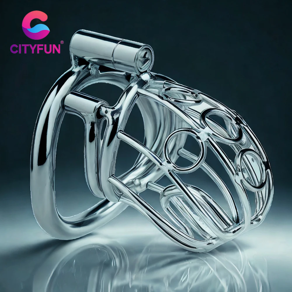 CITYFUN-jaula de castidad para hombre, anillo curvo para pene, cinturón de castidad, jaula para pene, dispositivo de Bondage, Juguetes sexuales BDSM