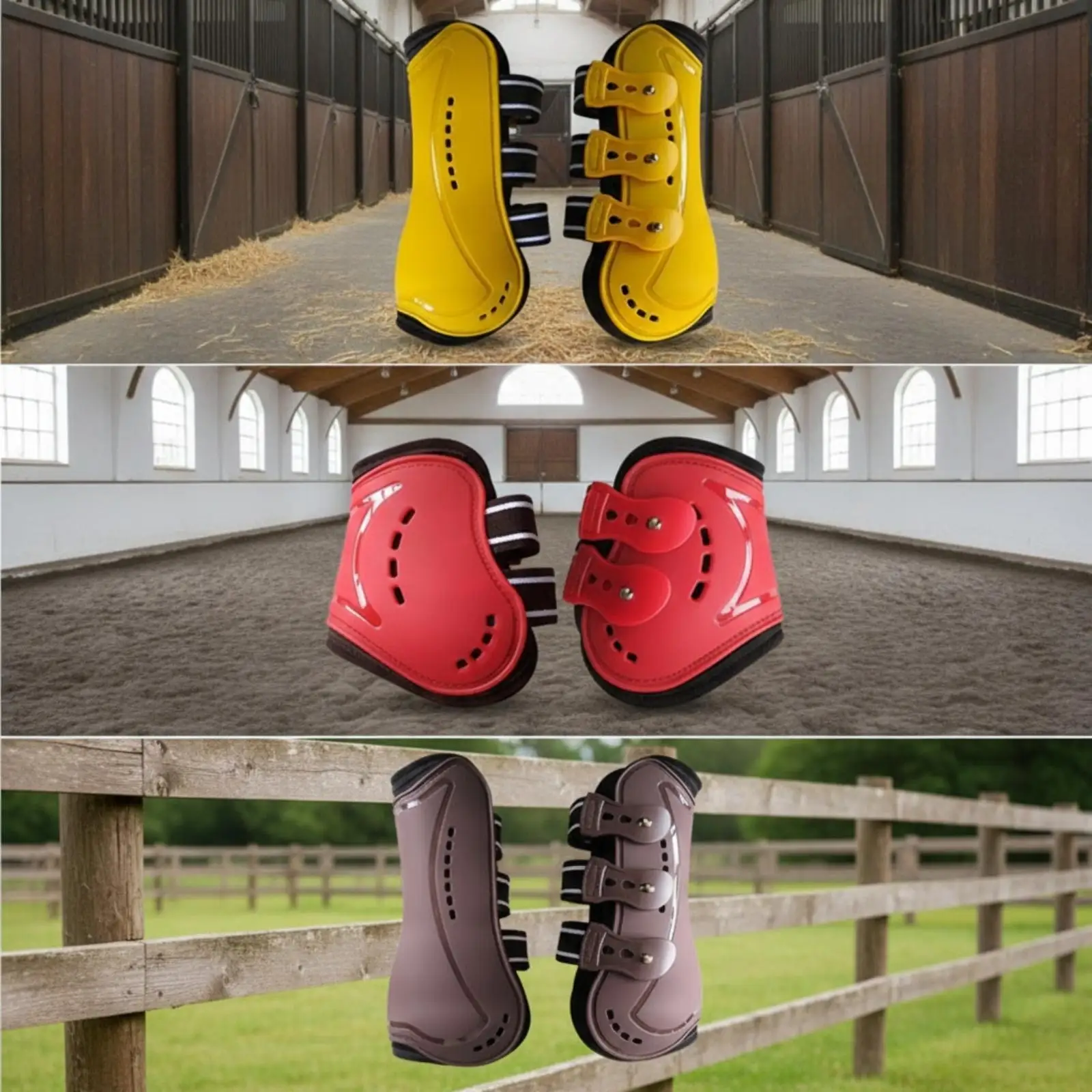 Protective Horse Leg Guards Contoured Shell Breathable Neoprene Padding Adjustable Closure Secure Fit for Active Riding Sports
