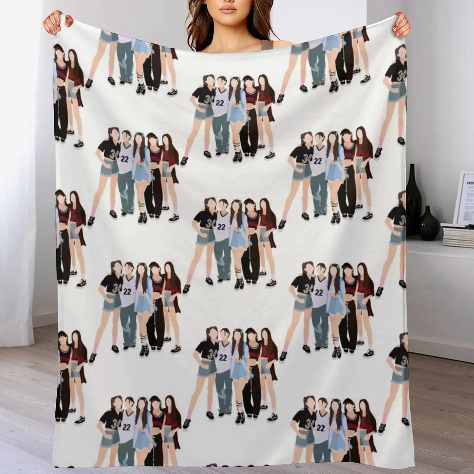 

NewJeans Digital Illustration Throw Blanket christmas gifts Plaid Blankets