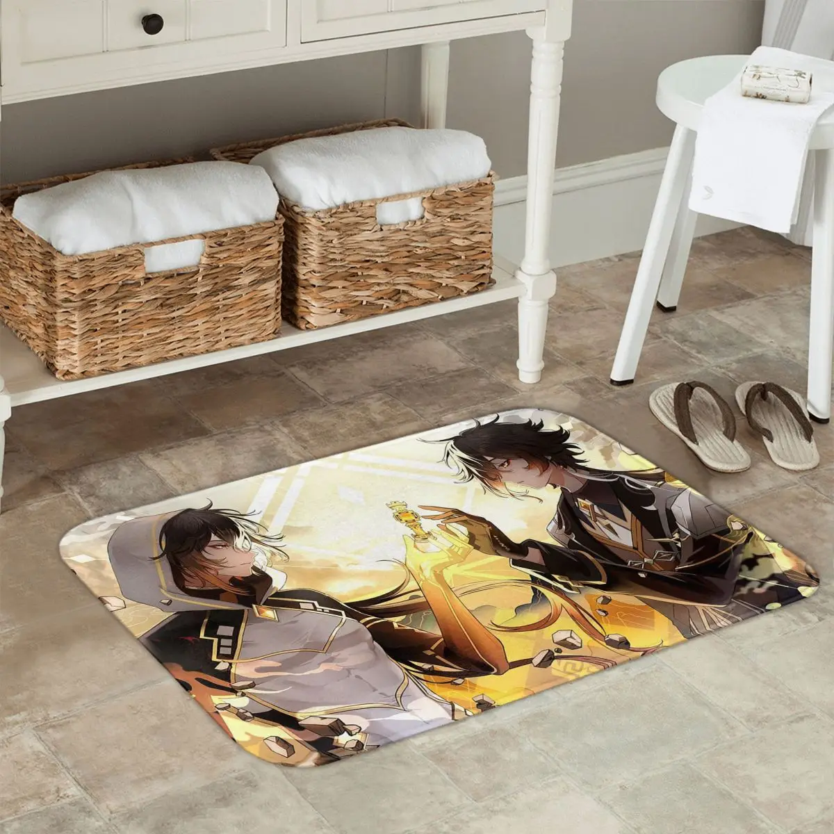 

Zhongli Genshin Impact аниме игра Нескользящий коврик для двери напольный коврик ковер для кухни, входа, ванной комнаты, гостиной, коврики для ног