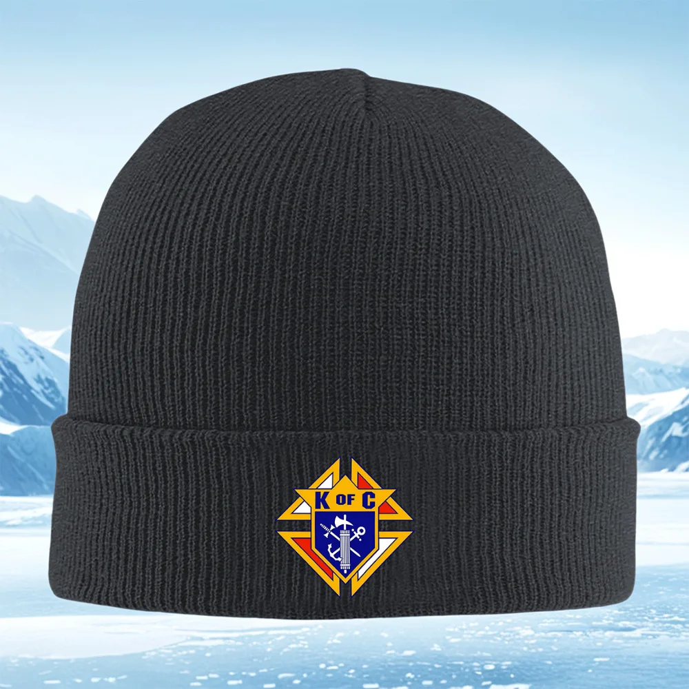K of C symbol shield gold shape Men Women Unisex Knitted Hat Beanie Pullover Cap Winter Thermal Warm Christmas Outdoor Cycling H