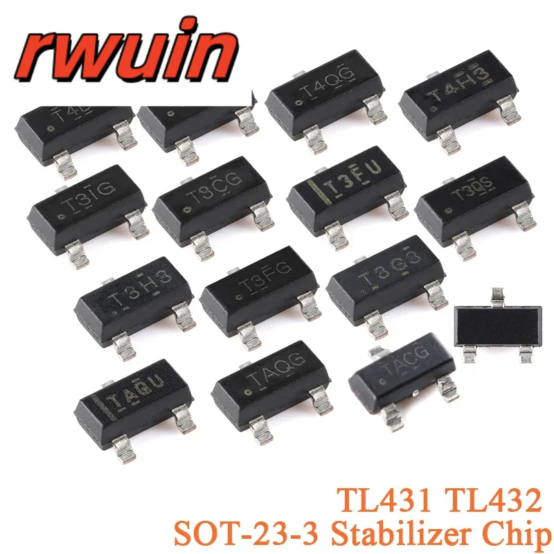 10pcs TL431ACDBZR SOT-23-3  TL431 TL432 TL431IDBZR Adjustable Precision Parallel Stabilizer Chip IC TL432BIDBZR TLV431BQDBZR