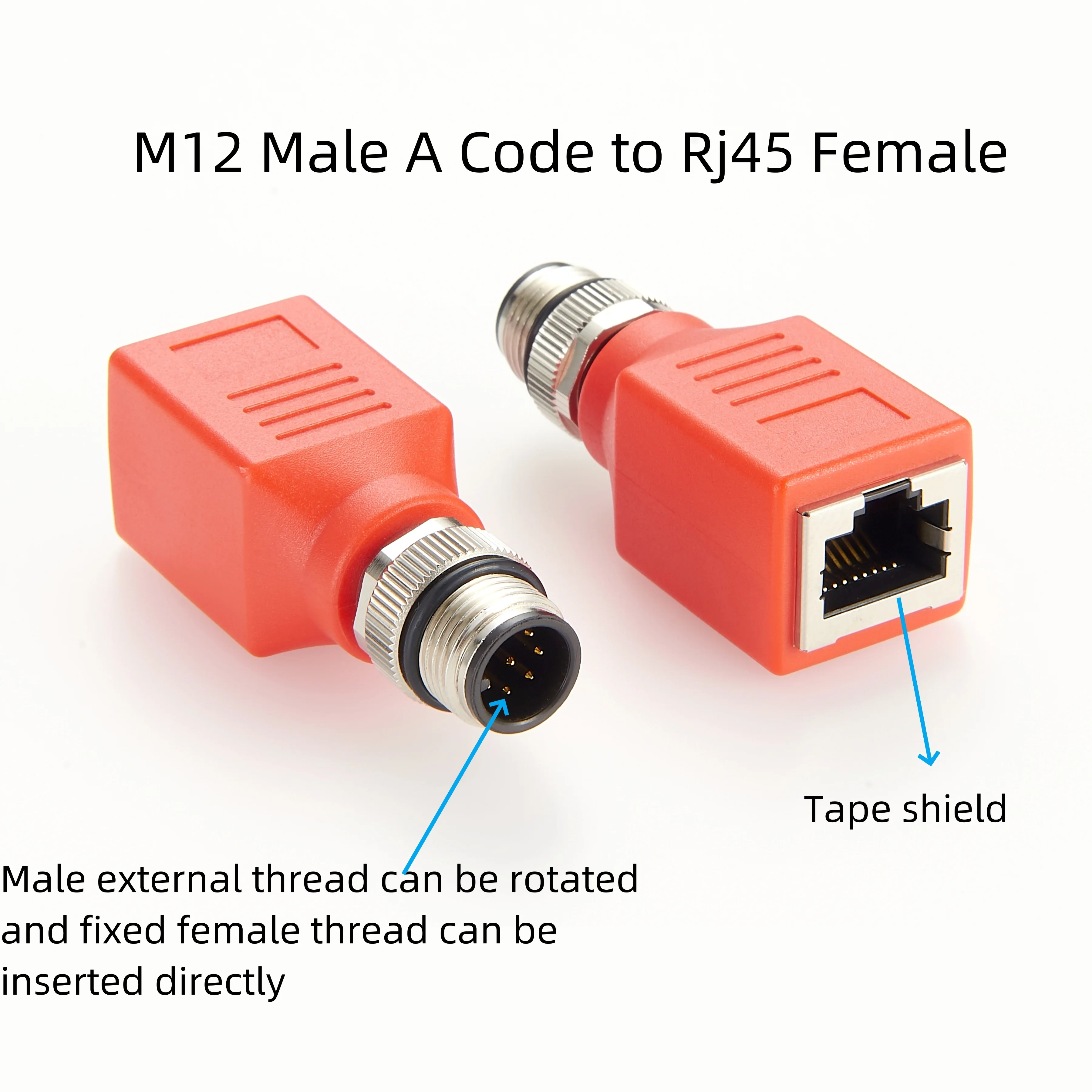 Adapter M12 do RJ45 Ethernet M12 kod A 8-pinowe złącze męskie na RJ45 żeńskie 1 gb/s przemysłowe okrągłe gniazdo dla Cat6/Cat5