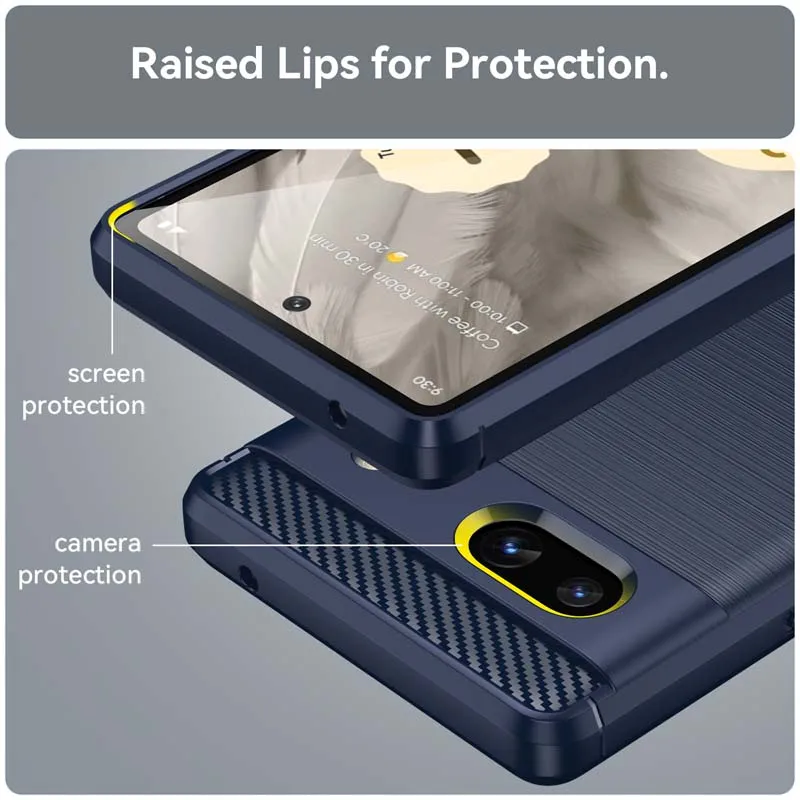 For Google Pixel 8 7 6 Pro 7a 6a Carbon Fiber Soft TPU Case Full Coverage Heat Dissipation Matte Back Airbags Protective Shell image 2