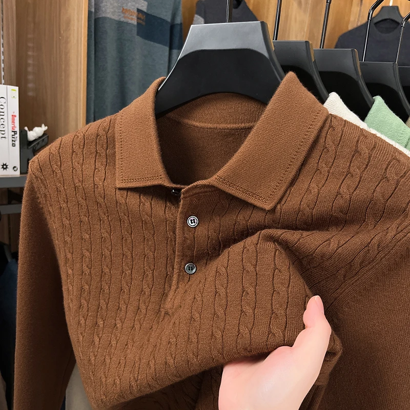 الرجال الخريف طويلة الأكمام عالية الجودة تريكو سترة متعددة الألوان التلبيب الجاكار رائعة السترة أزياء الرجال الملابس