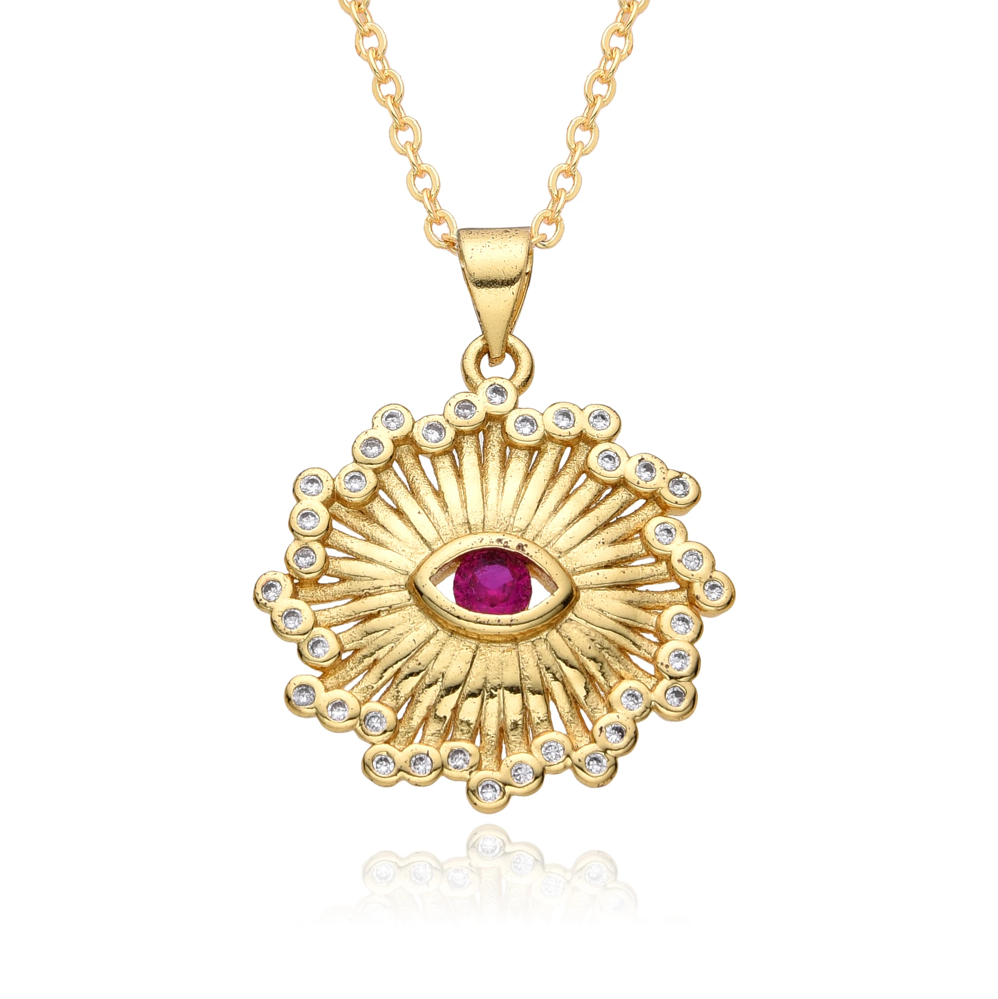 Neue goldene Farbe hohle runde Charms eingelegt cz türkischen bösen Blick Halskette für Frauen Choker Kette Anhänger DIY Schmuck Zubehör