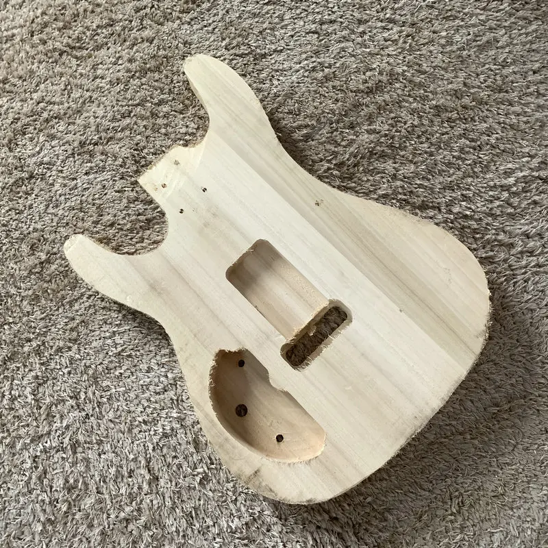 ST Guitar Body Natural Solid Basswood Unfinished Electric Guitar HH Pickups 6 Screws Fixed Tremolo for DIY Replace  AB699