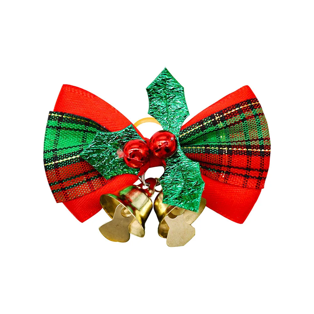 10PCS Christmas Dog Bows Handmade Grooming Accessories For Small Dogs Pet Puppy Bows Winter Cute Rubber Bands Dog Bowknots