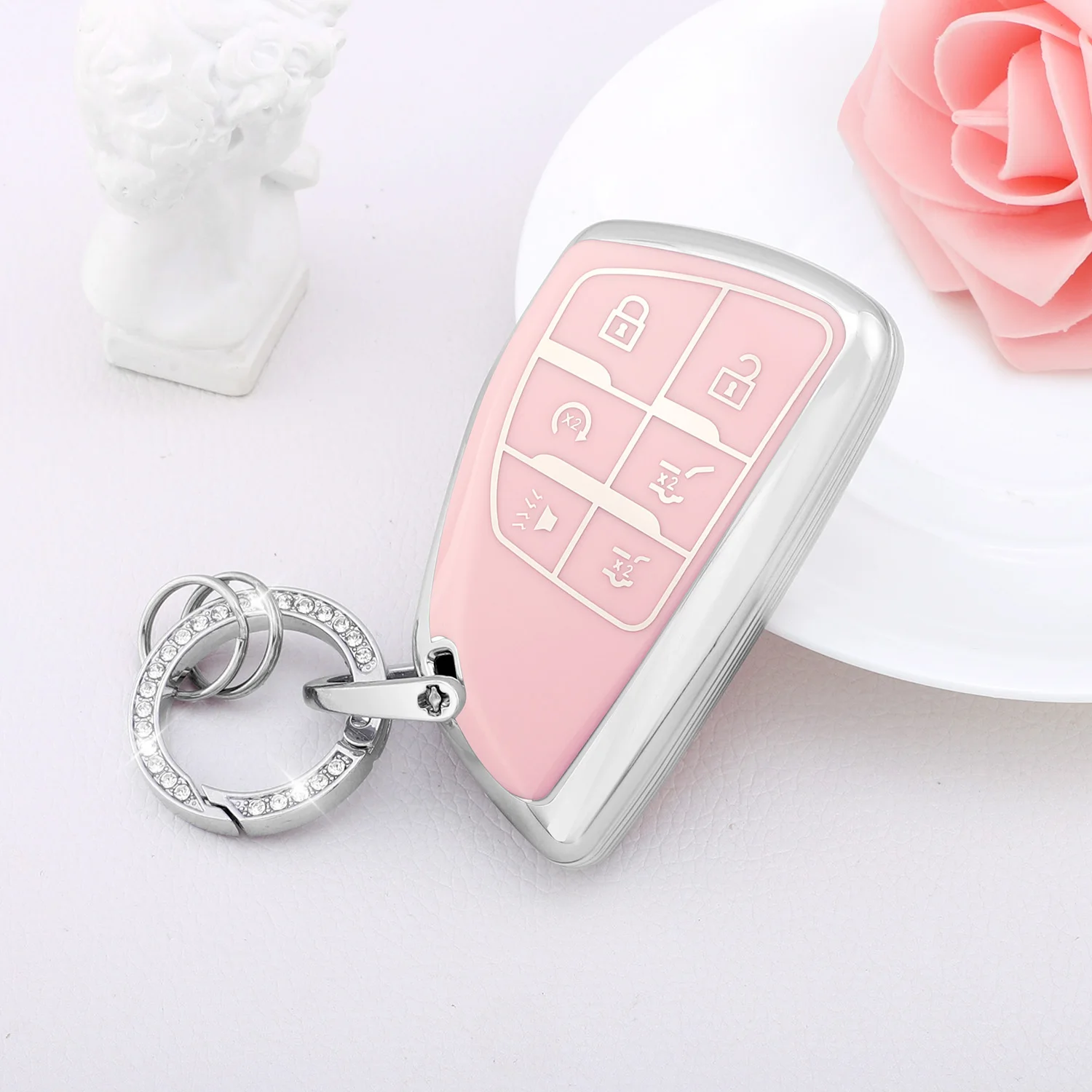 DIYSMART Key Fob Cover for GMC Yukon 2023 2022 2021 Chevy Chevrolet Tahoe Suburban Accessories 6 Button Car Keys Case Shell