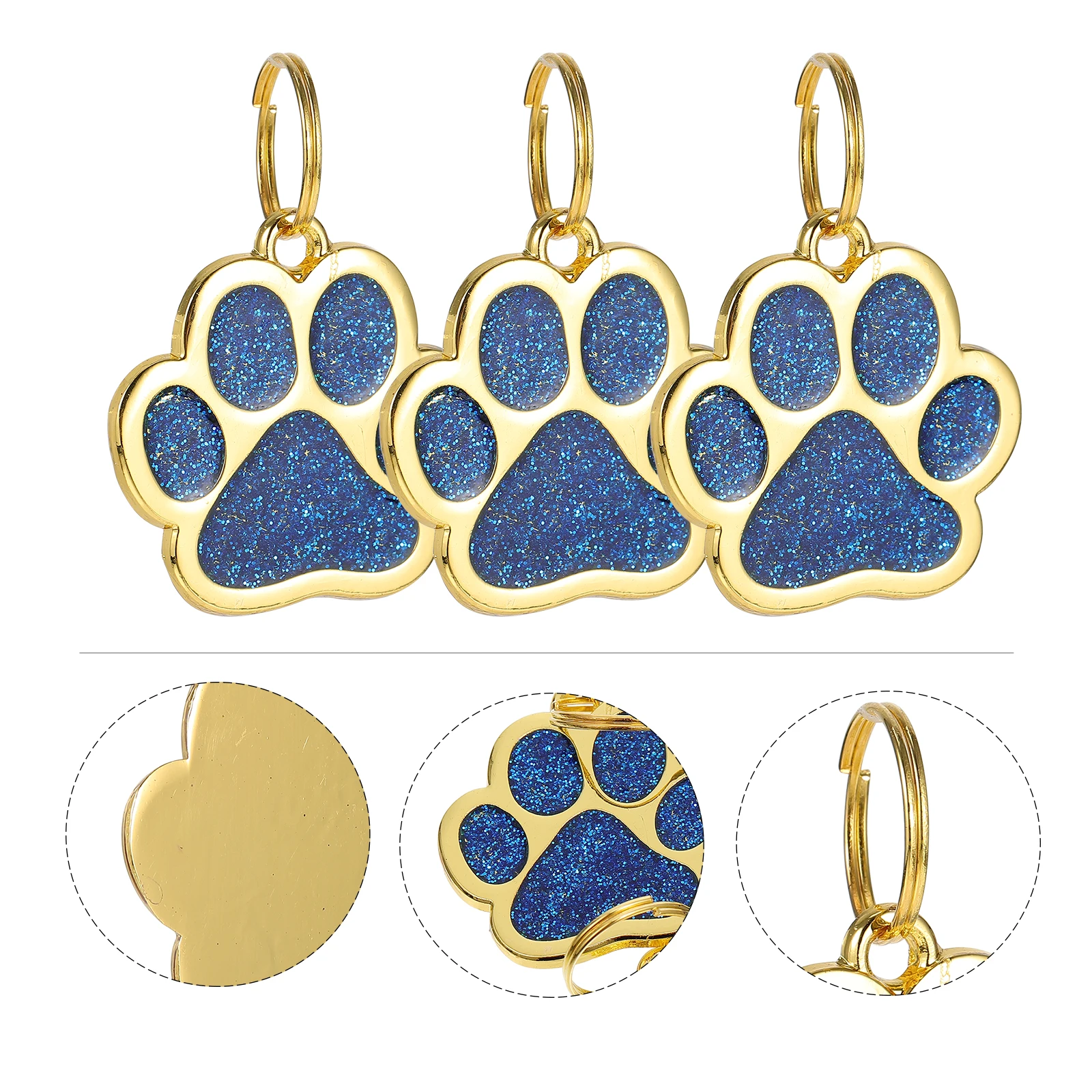 

3pcs Metal Paw Print Dog Tags Zinc Alloy Pet Id Tags Personalized Name Plate For Puppy Cat Charm Necklace Anti-Loss Pendant With