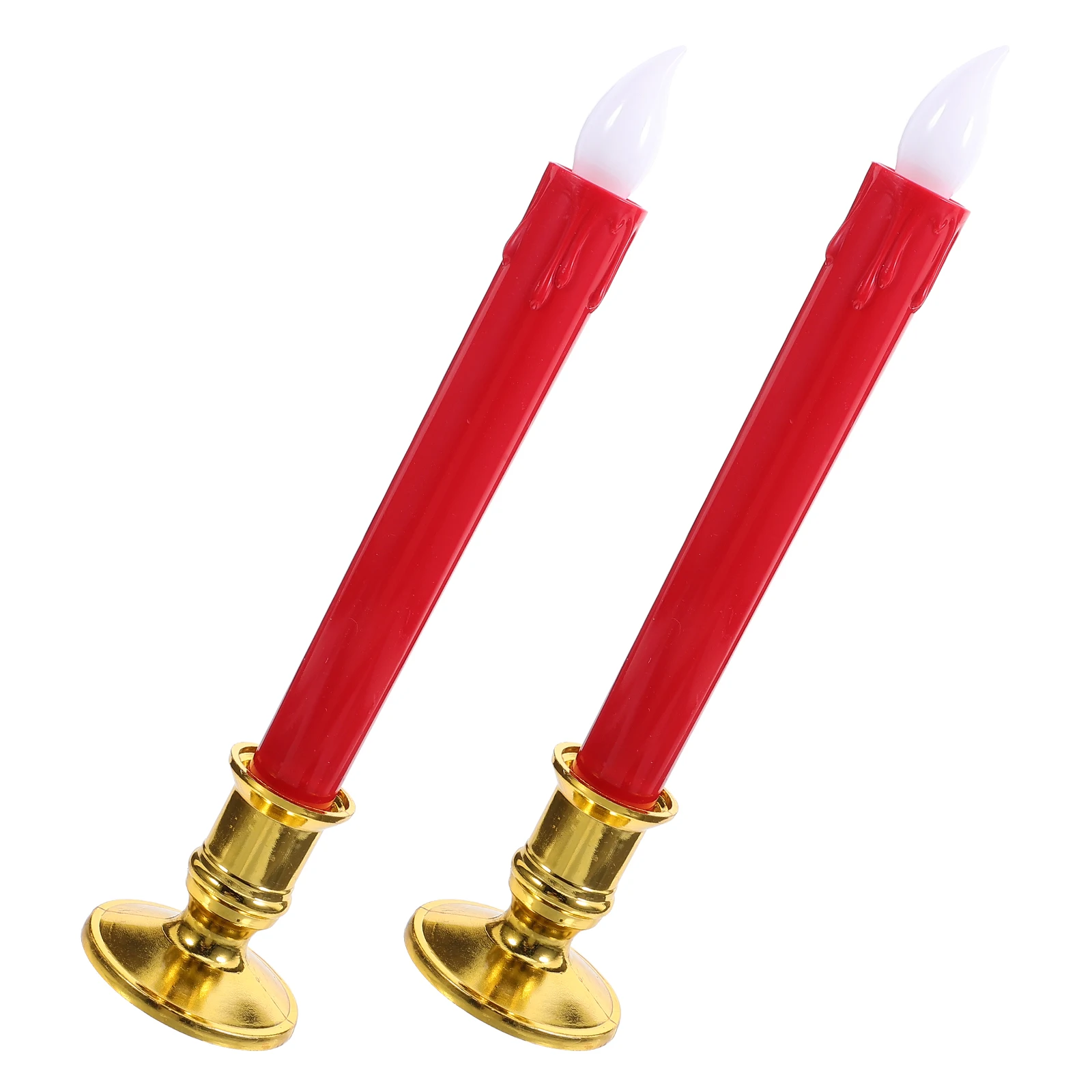 

4pcs LED Electronic Candles Operated Lamps Realistic Flame Effect Party Decoration Reusable Red Light Taper Lamp