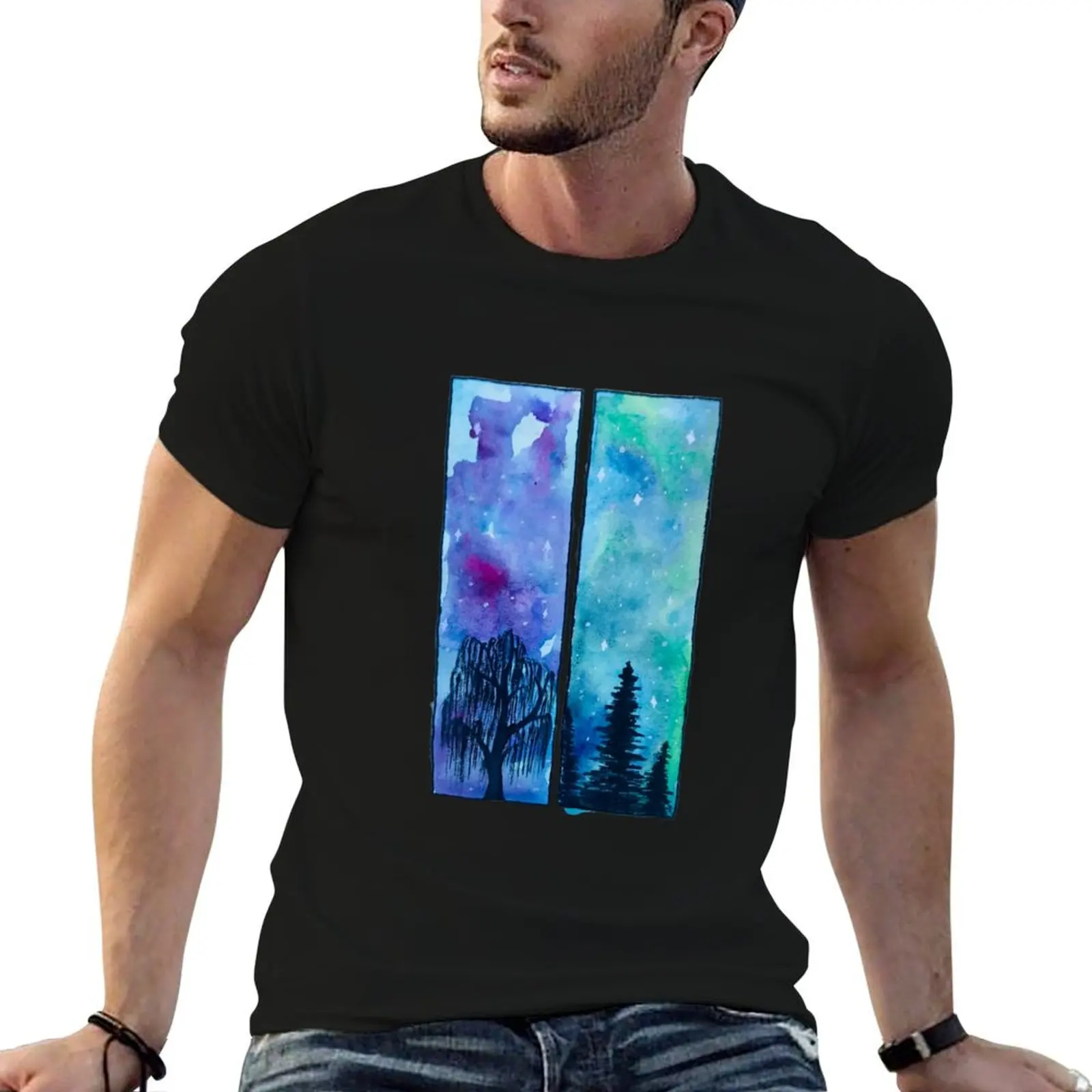 

trees and sky T-Shirt cotton t shirt pack cotton t shirts high quality t shirt men 100% cotton luxury brand T-shirt