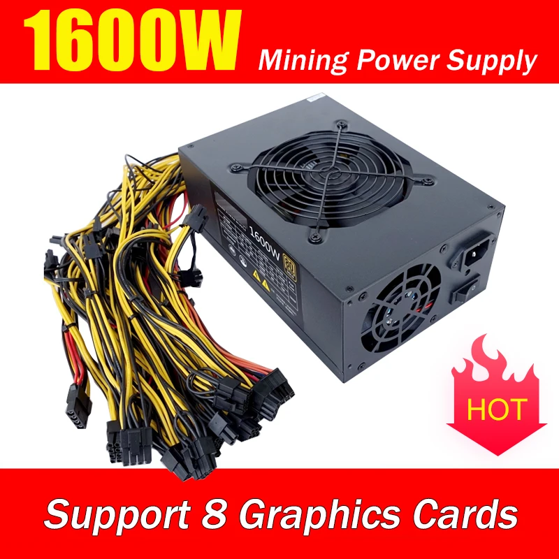 Gold 1600W For Mining Power Supply, Support 8 Graphics Cards Rendering 80 PLUS Gold Certification