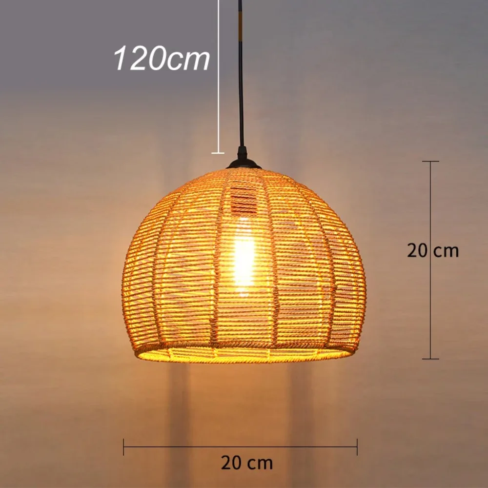 Bamboo Lampshade Led Pendant Lamp Natural Rattan Wicker Ceiling Chandeliers Hand Woven Lighting Fixtures Hanging Light