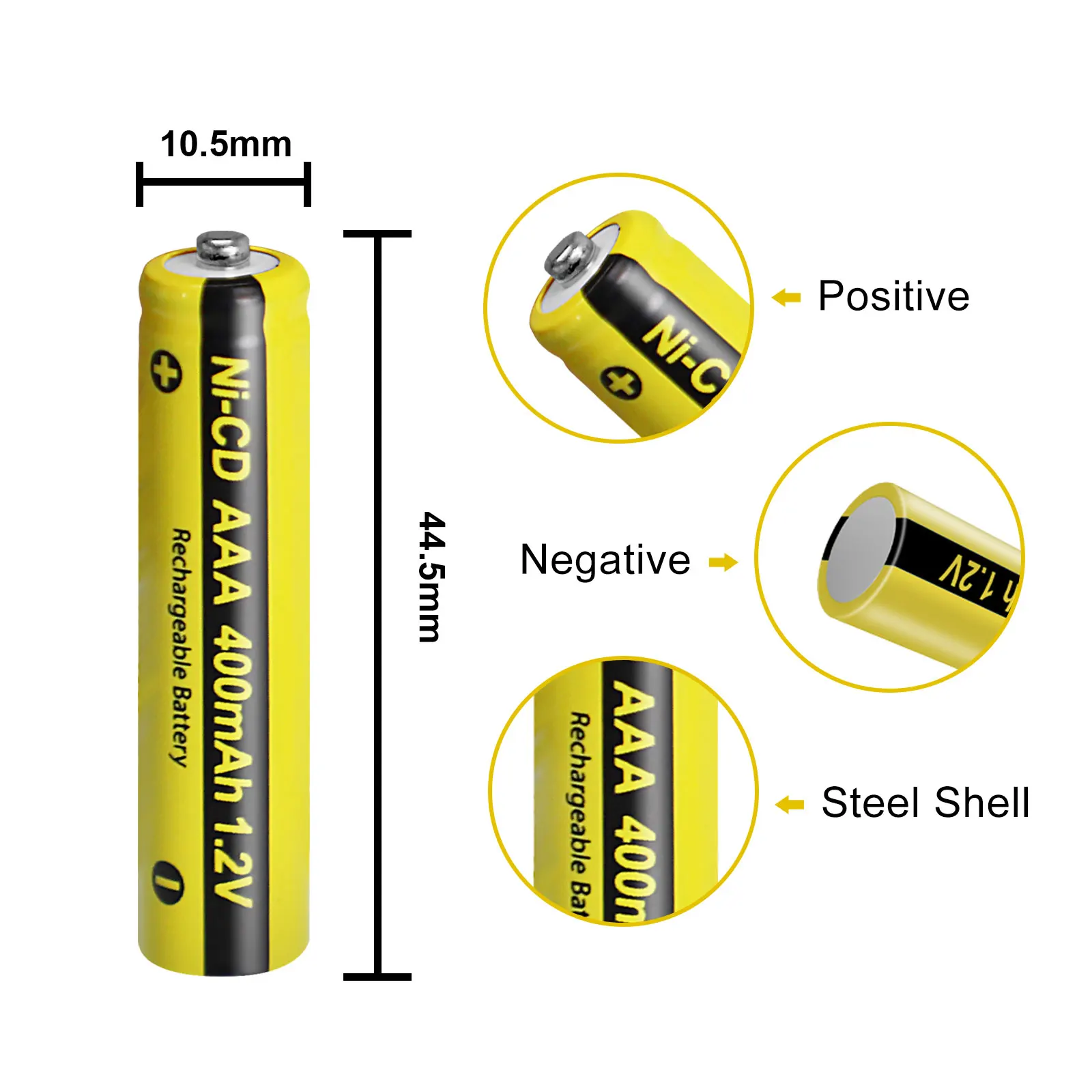 4PCS PKCELL AAA Rechargeable Batteries 1.2V NI-CD AAA 400mAh 3A Button Top Battery for Grass Cutter, Solar Lawn Lamp