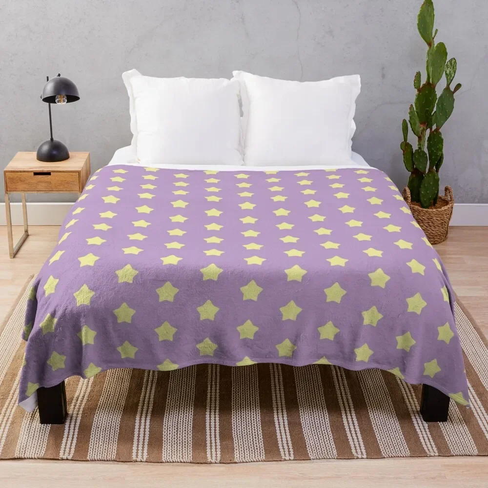 

Yellow Stars on Purple Pop Throw Blanket Bed covers Luxury St Blankets