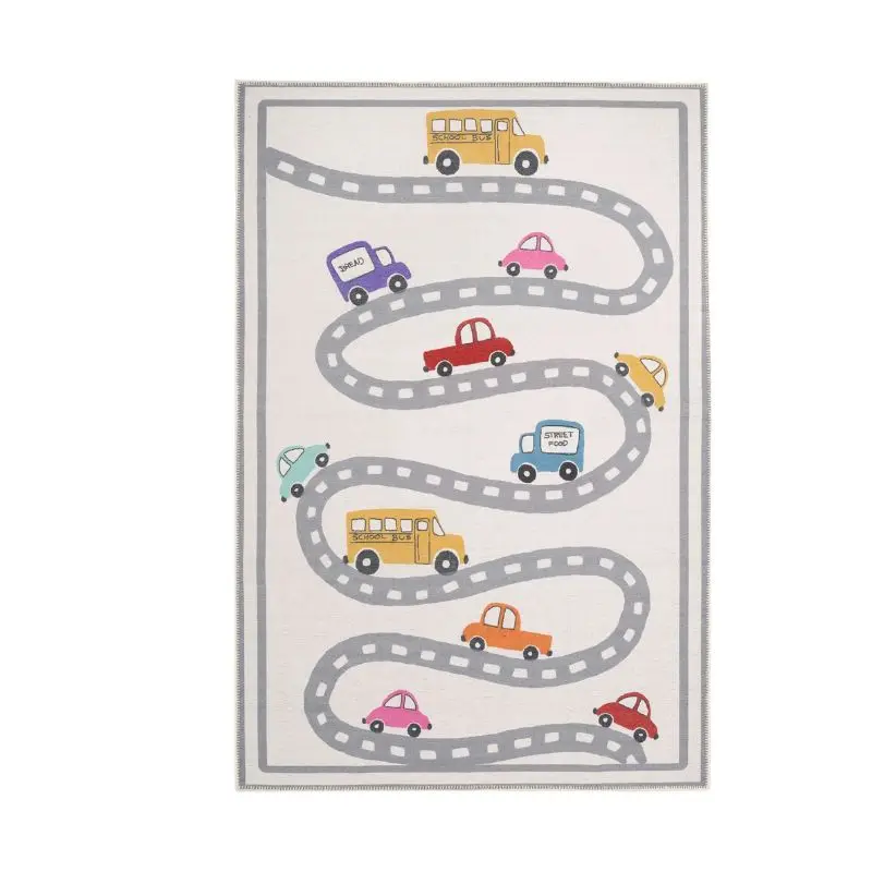 Car Lane Education Nursery Play Mat For Children Gray Fluffy Carpet For Living Room Rectangle Baby Mats Plush Kids Bedroom Rugs