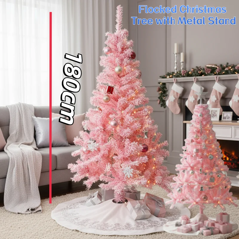 

2025 Pink Christmas Tree 180cm PVC Floor-Standing Christmas Decoration Net Red Creative Bare Tree for Holiday New Year Party Orn