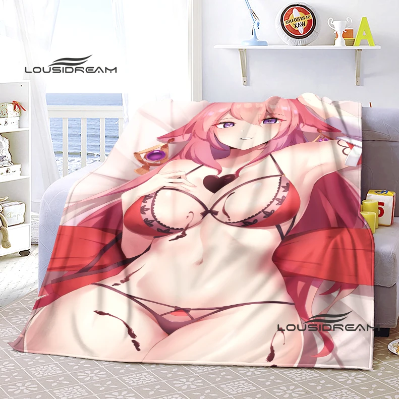 

Genshin Impact sexy Blanket Anime Bikini beauties Flannel Blanket Adults and children Bedroom Coverlet Sofa Camping Warm blanket