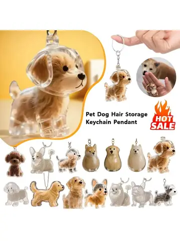 Transparent Dog Hair Storage Container Adorable Pet Keepsake Capsule Pendant With Key Ring for Pet Lovers DIY Memorial Keychain