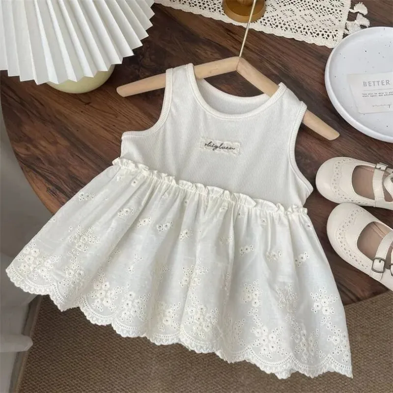 

Summer baby girl lace dress new children's vest stylish sweet dress cotton