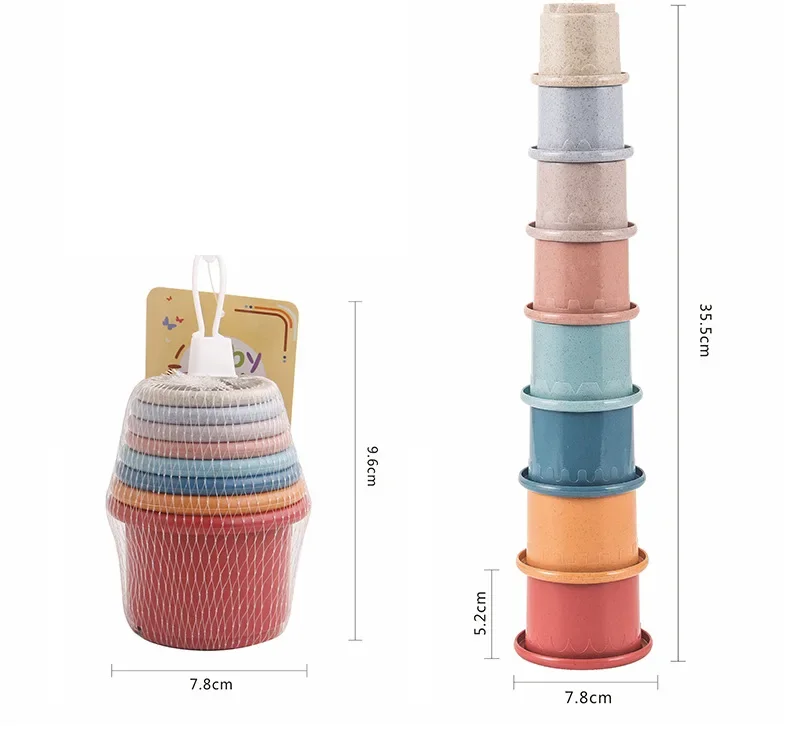 Taza apilable para bebé, juguetes educativos para edades tempranas, torre de apilamiento, juguetes Montessori, juguetes de baño para bebé, regalo para niños, triangulación de envíos