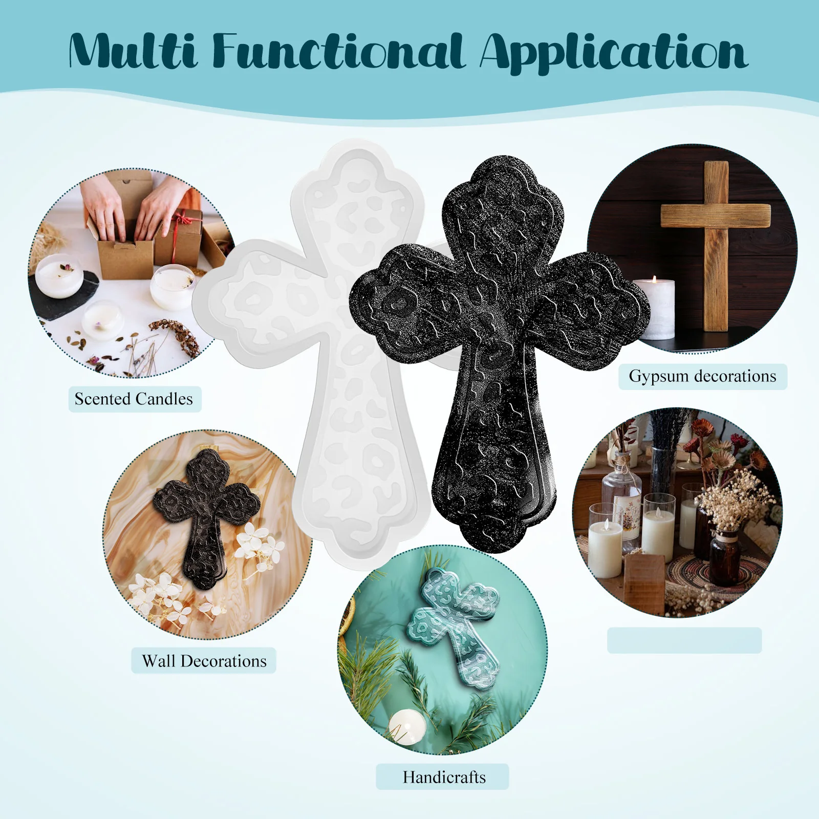 2 قطعة قوالب راتينج السيليكون على شكل متقاطع قالب صب قابل لإعادة الاستخدام للحلي الجص لتقوم بها بنفسك الحرف معطرات السيارات قالب متقاطع