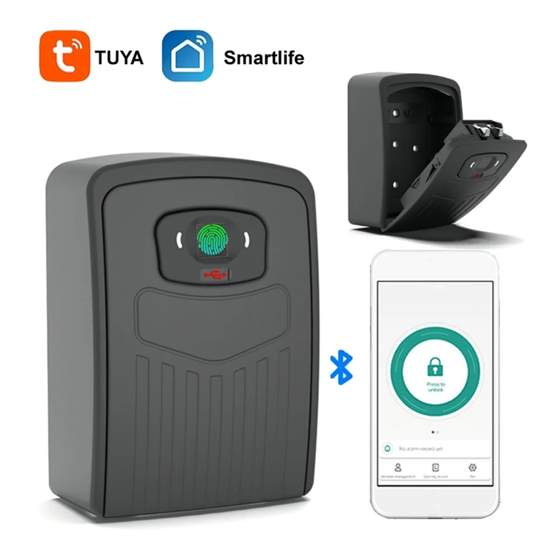 TUYA-Smart Key Box com Bluetooth, bloqueio de armazenamento, Wall Mount Segurança, Anti-Roubo Lockbox, Smart Life App