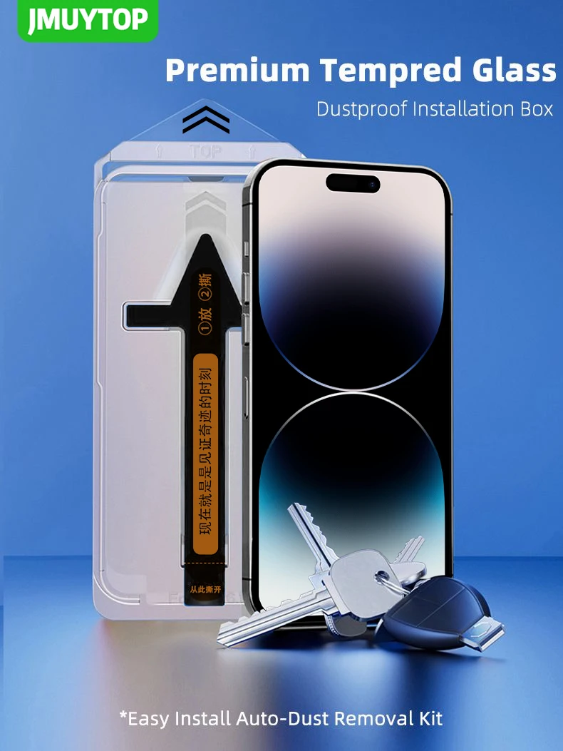 Premium Screen Protector for iPhone 15 Pro max Tempered Glass Edge to Edge Full Cover Easy Install Auto-Dust Removal Kit