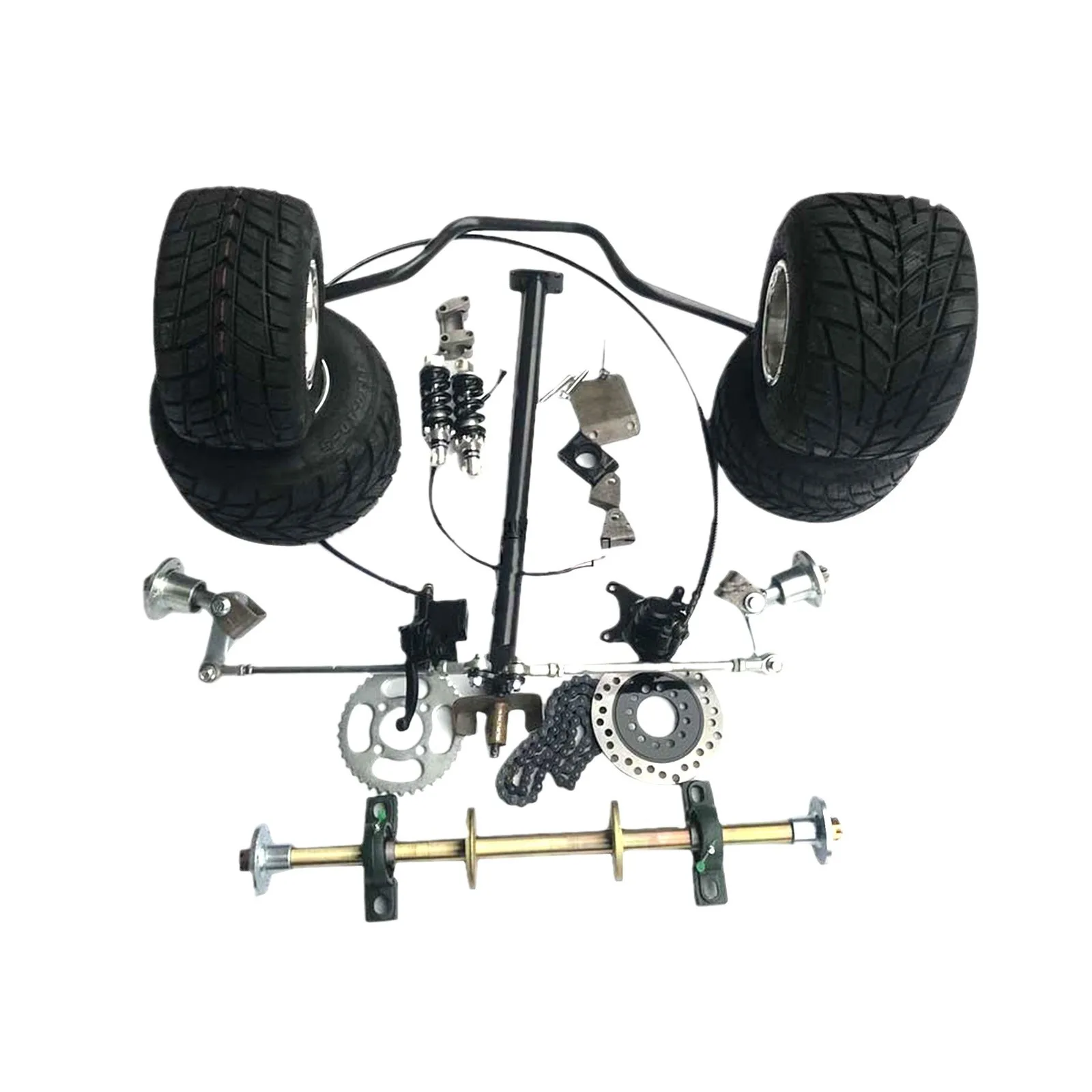 Four-wheel GO-KART box go-kart modification accessories handle steering claw rear axle 65CM rear axle 5 inch tires