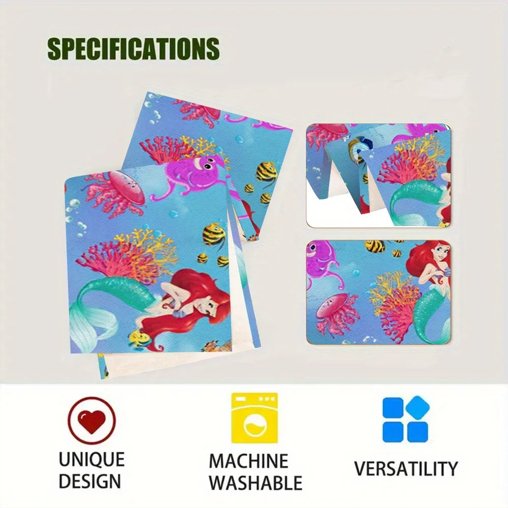 قطعة واحدة من مفرش طاولة بطابع حورية البحر الصغيرة، مطبوع مع مخلوقات أرييل وبحري، مناسب لغرف الأطفال، وحفلات ديزني، إلخ
