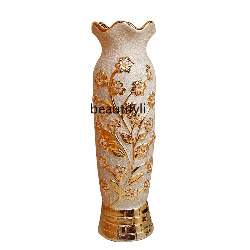 

European Vase Ornaments Large Living Room Hallway Floor Flower Arrangement Creative Individual Porcelain Porcelain