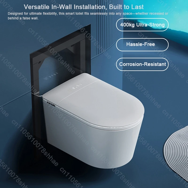 Wall Mount Smart Toilet Intelligent Bidet Heated Seat Auto Open Close Wall Mounted 360° Foam Shield Night Light Warm Air Drying