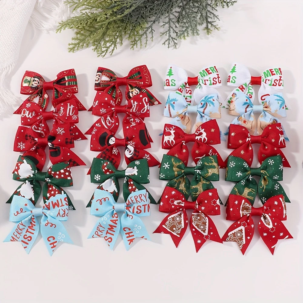 10/20/40 Stück 2,4'' Weihnachten Bowknots Haarspangen Set für Mädchen Festivel Santa Schneeflocke Haarnadeln Kopfbedeckung Kinder Haarschmuck – Detail 6