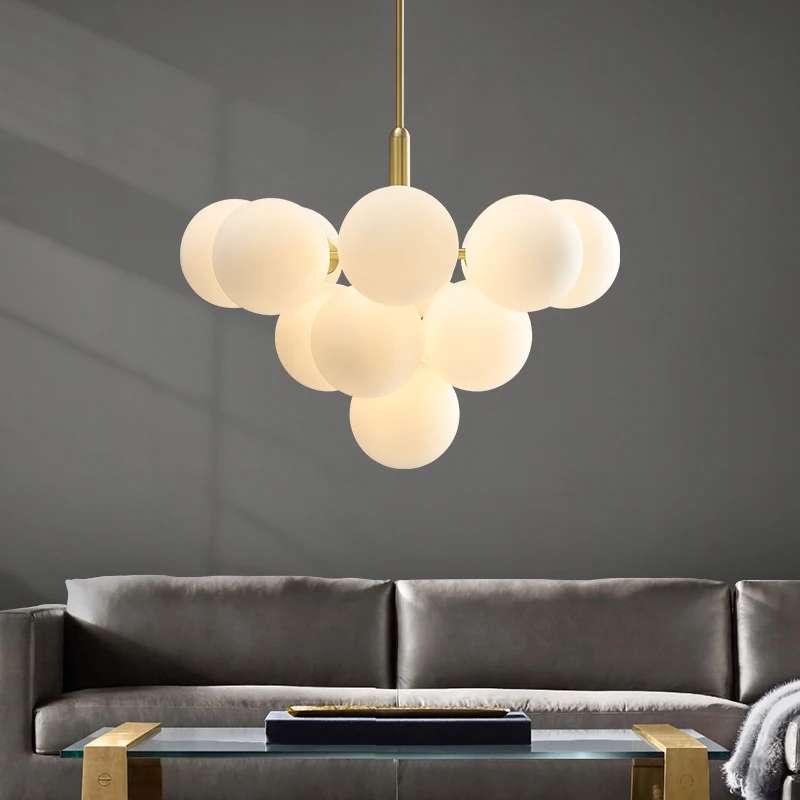 Nordic Glass Pendant Lamp, All Copper Ball, Varanda, Sala de jantar, Quarto, Design minimalista, Sala de estar criativa Arte