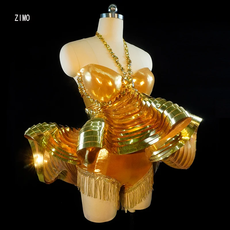 

Sexy Crystal Leotard Gold Bodysuit For Women Glitter Sexy Birthday Party Nightclub Celebrate Ds Designer Stage Performance Show