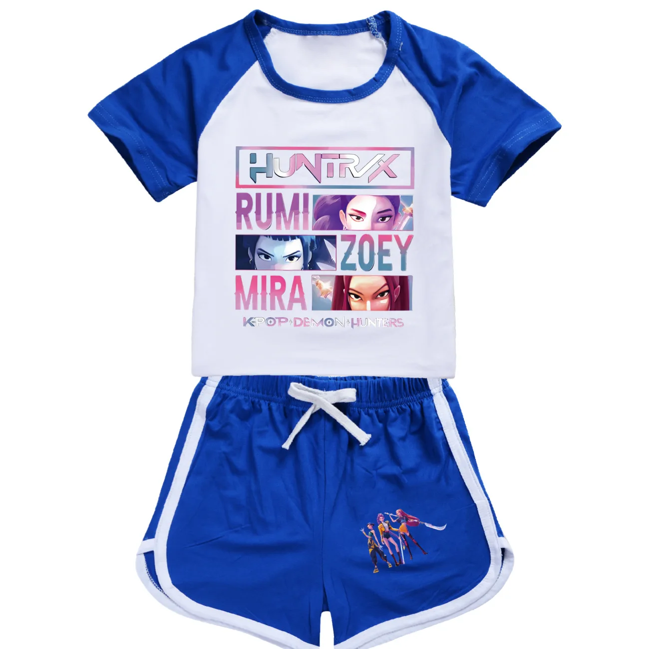 

Детская футболка KPop Demon Hunters, детская футболка с героями мультфильмов, шорты, комплекты из 2 предметов, спортивные костюмы с короткими рукавами для девочек, комплект летней одежды
