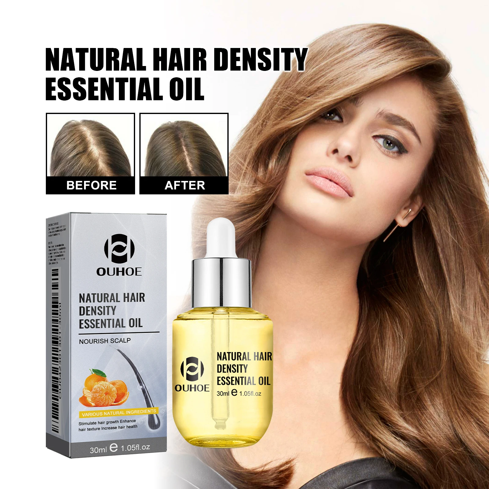 Aceite para el cuidado del cabello Ouhoe, suero para el tratamiento del cuero cabelludo para fortalecer las raíces y reparar el cabello dañado, fórmula Natural de 30ml