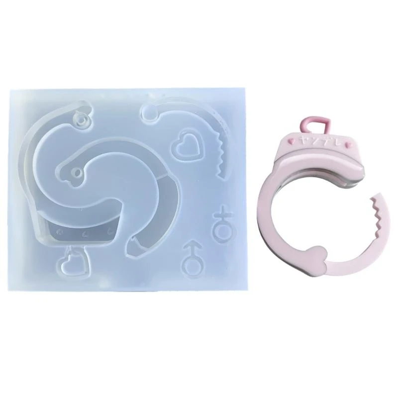 

652F Love Heart Handcuff Ornaments Resin Casting Silicone Mold Woman Keychain Decorative Necklace Pendant Mold for DIY Crafts