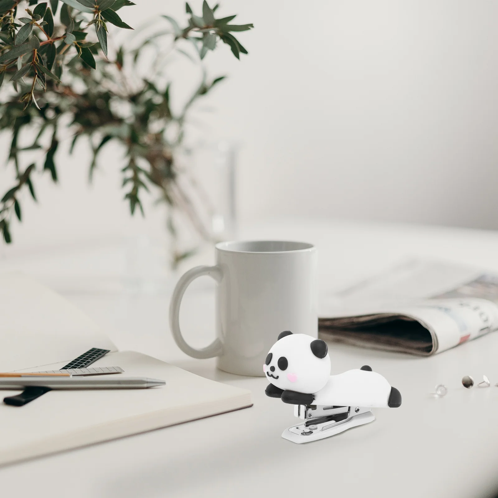 Mini Cute Panda Small Desktop Stapler Portable Fun Stapler for Teachers Classroom School Home Office Use Stapling Machine