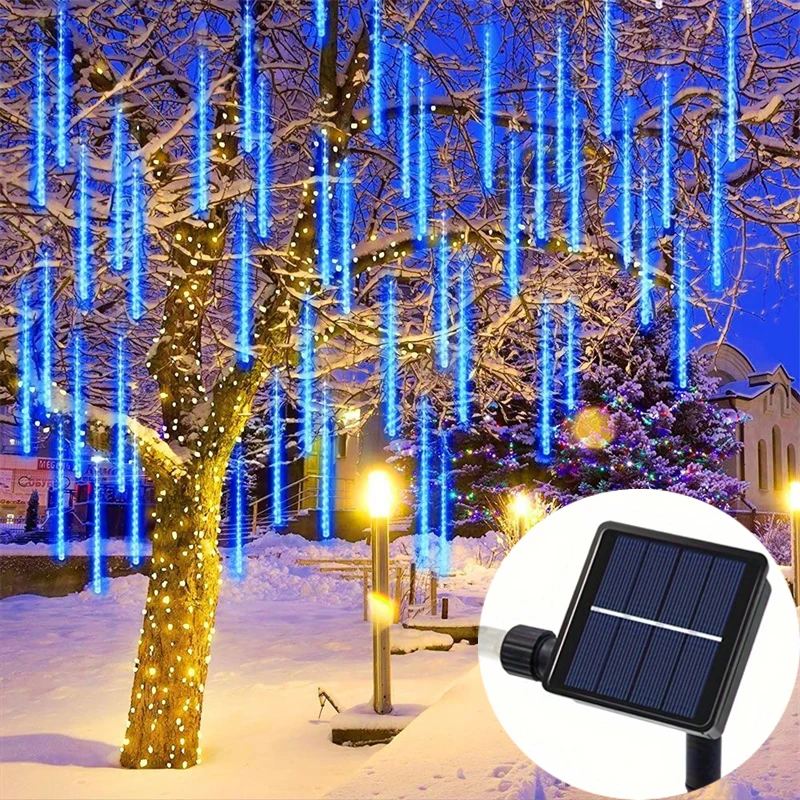 

1pc 30/50cm New Year Outdoor Meteor Shower Rain Lights Garland Garden Street Outdoor Decor Solar Led Light Christmas Decorations