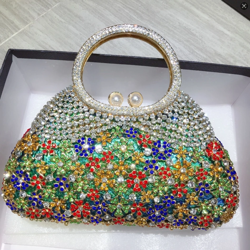 

WHTUOHENG Blue Evening Clutch Top-Handle Clutches Diamond Party Purse Women’s Rhinestone Crystal Handbags Phone Bags Formal Bags