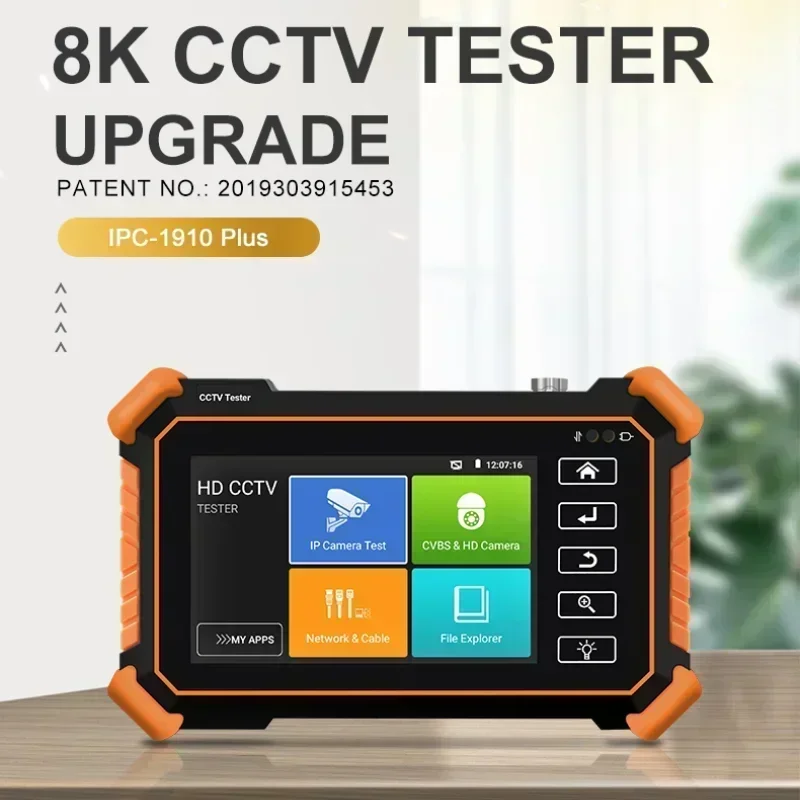 IPC-1910 plus testeur de caméra CCTV 8K Test de caméra IP H.dissis IPC CCTV Mise à niveau du testeur de caméra Moniteur WIFI UTP Câble CVI TVI AHD