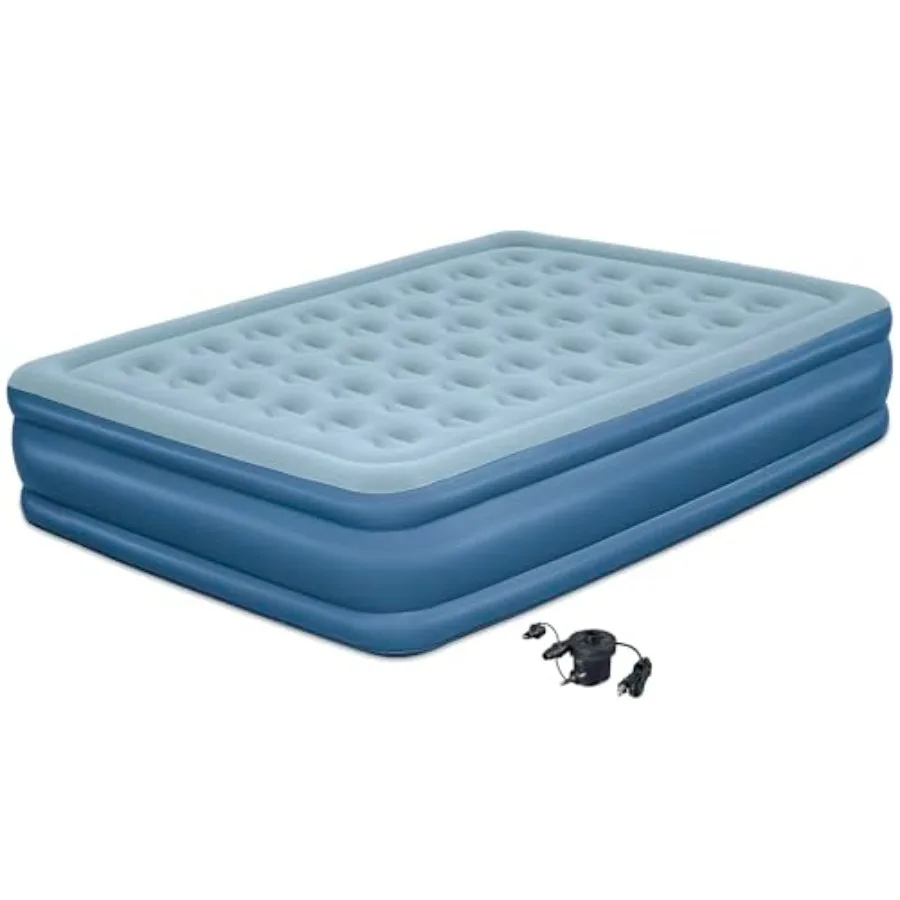 

: SupportRest Plus: 16" Queen Airbed - Handheld A/C Pump Double-High Inflatable Mattress Storage Bag Water-Resistant PVC Indoor