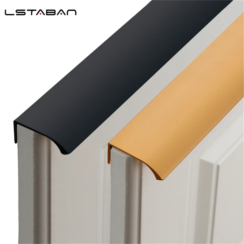 Gold Black Hidden Handles Long Kitchen Cabinet Pulls Drawer Pulls Aluminum Alloy Furniture Handles Cupboard Pulls Wardrobe Pulls